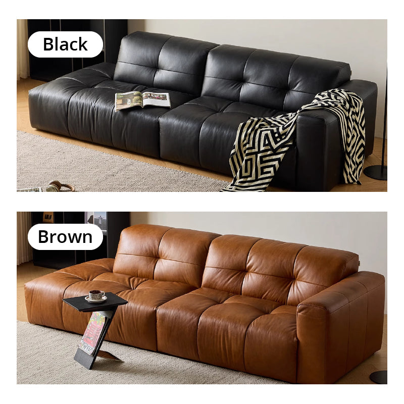 Svartlys Top Grain Leahter Straight Open Sofa