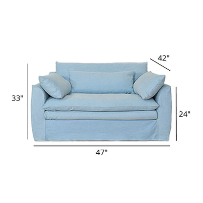 Mobilious-Fiorello Denim Slipcovered Blue Skirted Sofa - Plus