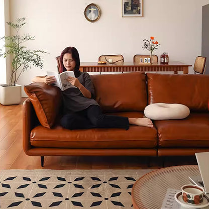 Calvía Genuine Leather Retro Straight Sofa