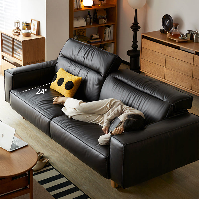 Mobilious - Treccia Top Grain Leather Straight Sofa