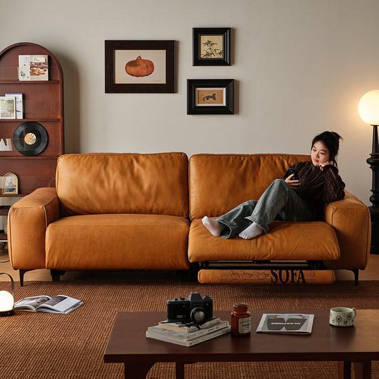 Hygge Genuine Leather Power Reclining Straight Sofa