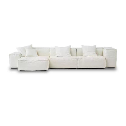 Mobilious-Armonia White Linen Fabric Washable Sectional