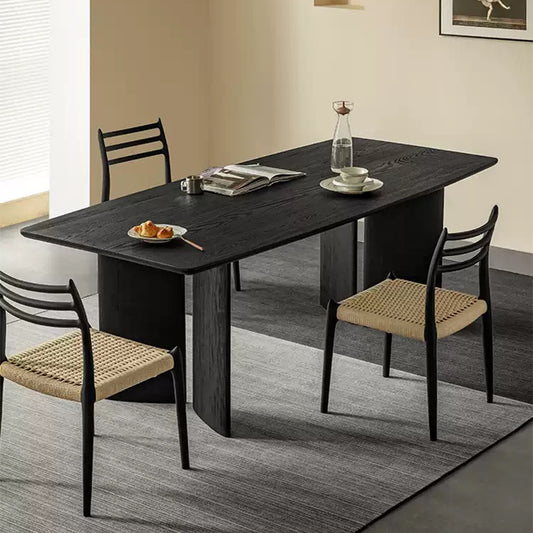 Fjeld Solid Wood Black Dining Table