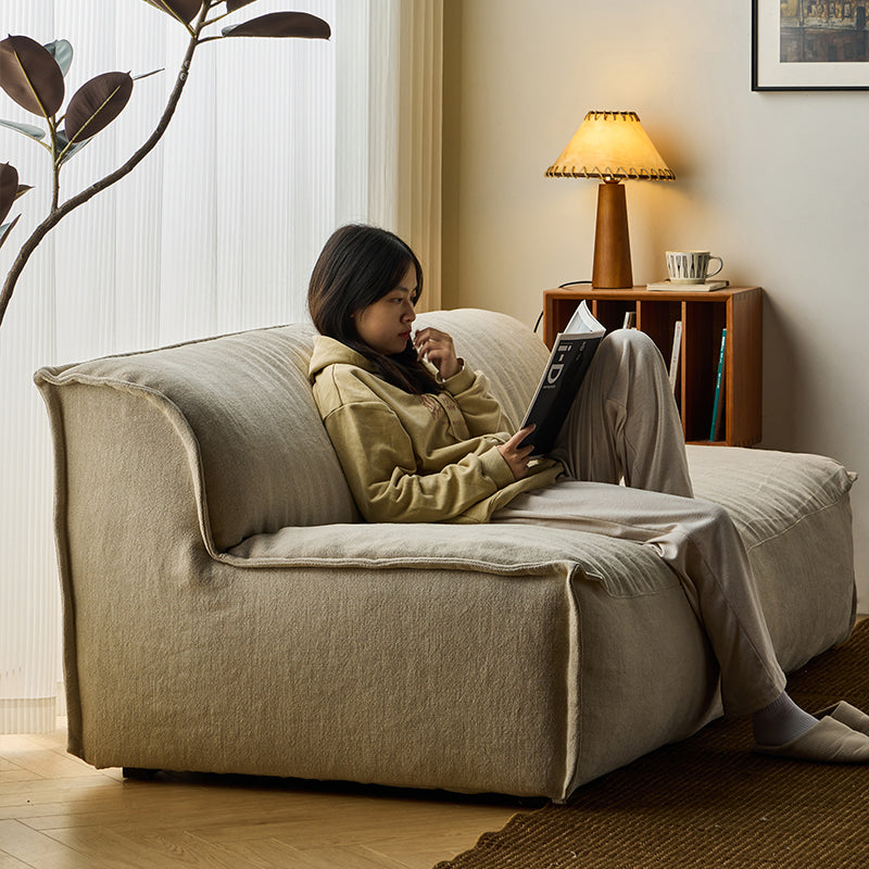 Sabi White Linen Fabric Washable Sofa