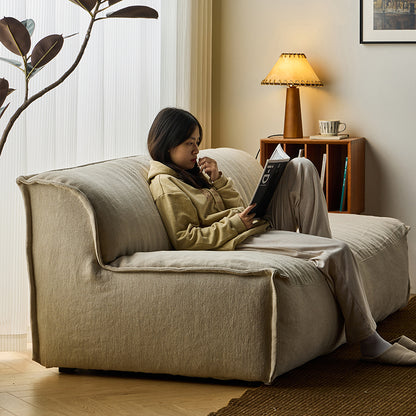 Sabi White Linen Fabric Washable Sofa