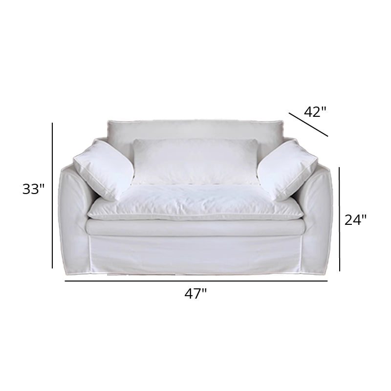 Mobilious-Fiorello Denim Slipcovered White Skirted Sofa - Plus