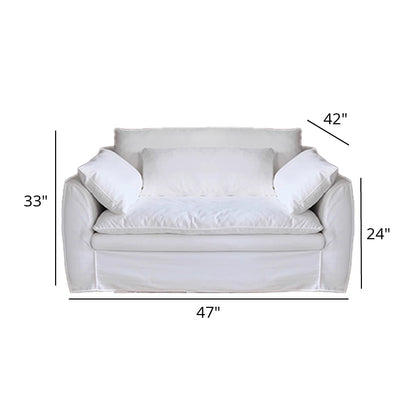 Mobilious-Fiorello Denim Slipcovered White Skirted Sofa - Plus