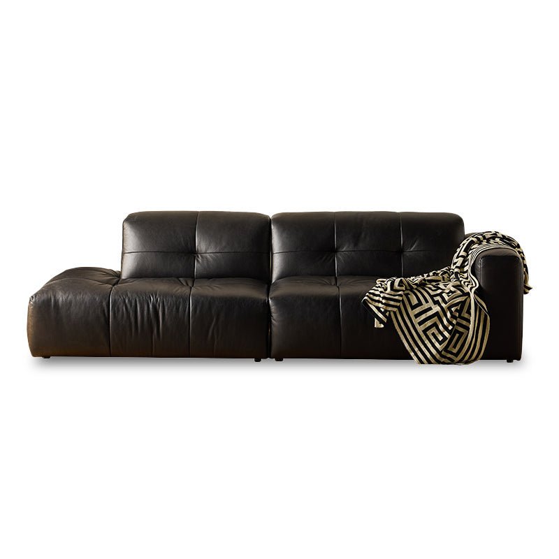 Svartlys Top Grain Leahter Straight Open Sofa