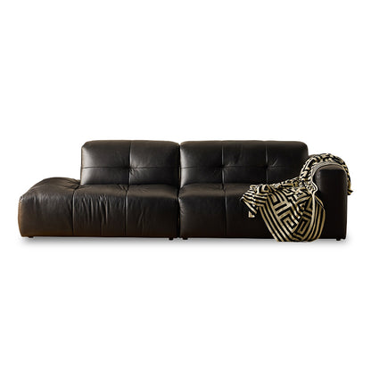 Svartlys Top Grain Leahter Straight Open Sofa