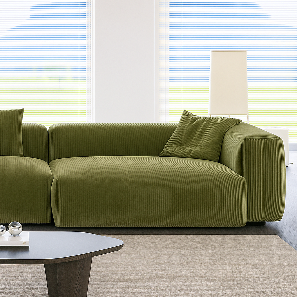 Mobilious-Verdino Corduroy Retro Green Modular Sectional