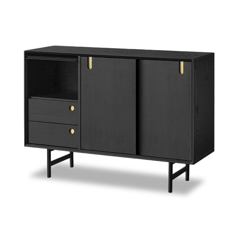 Casvera Solid Wood Black Modern Cabinet