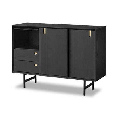 Casvera Solid Wood Black Modern Cabinet