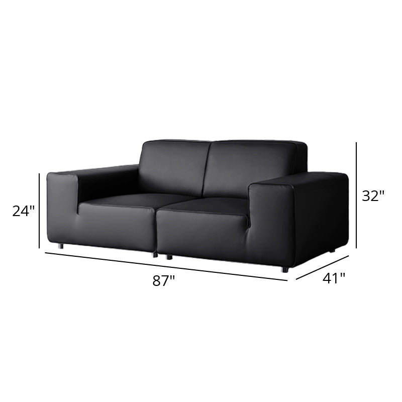 Mobilious-Vittore Top Grain Leather Black Sofa
