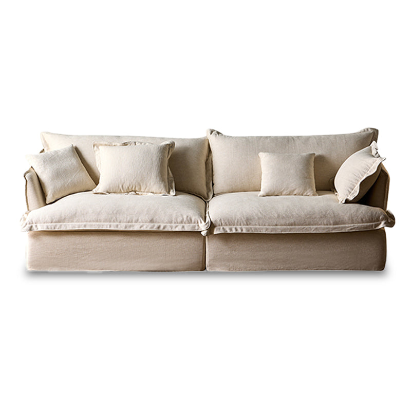 Aokaze White Linen Fabric Slipcovered Sofa
