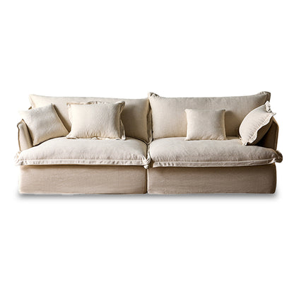 Aokaze White Linen Fabric Slipcovered Sofa