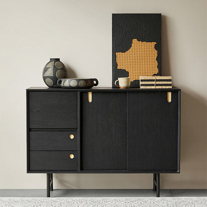 Casvera Solid Wood Black Modern Cabinet