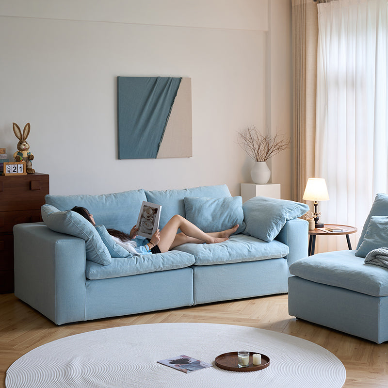 Mobilious-Nuvola Denim Slipcovered Blue Cloud Couch