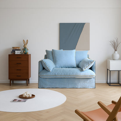 Bluoro Denim Slipcovered Blue Skirted Sofa