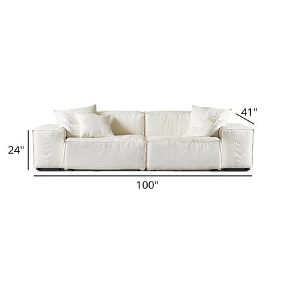 Mobilious-Armonia White Linen Fabric Washable Sofa