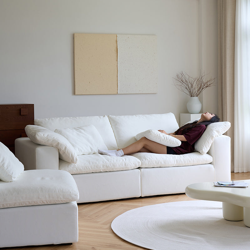 Mobilious-Nuvola Denim Slipcovered White Cloud Couch