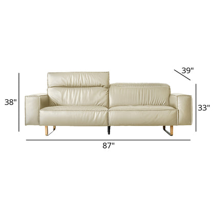 Mobilious - Treccia Top Grain Leather Straight Sofa