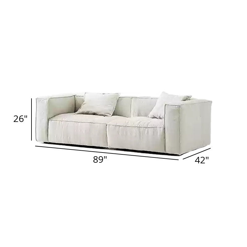 Mobilious-Armonia White Linen Fabric Washable Sofa
