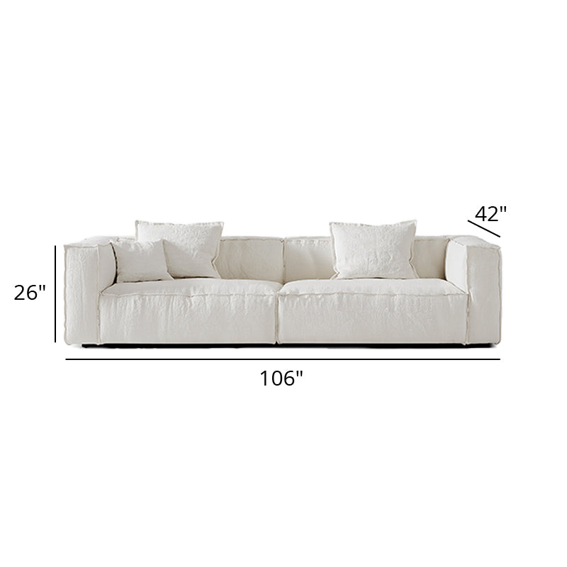 Mobilious-Armonia White Linen Fabric Washable Sofa