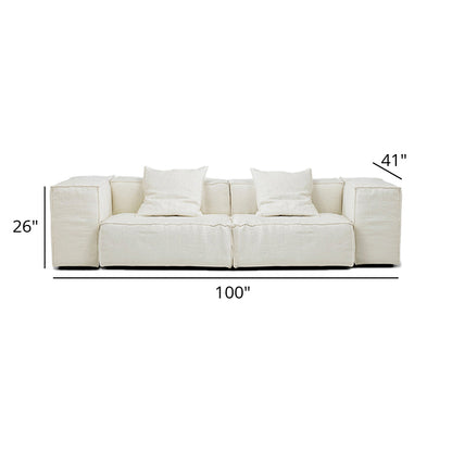 Mobilious-Armonia White Linen Fabric Washable Sofa