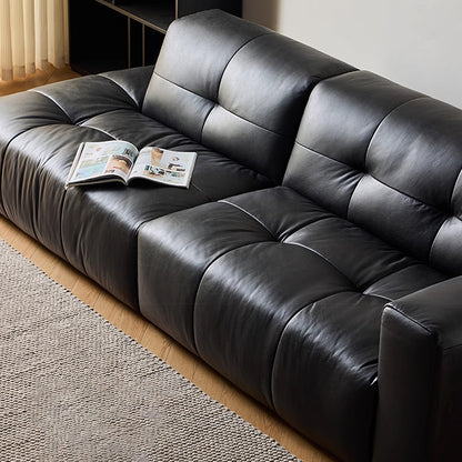 Svartlys Top Grain Leahter Straight Open Sofa