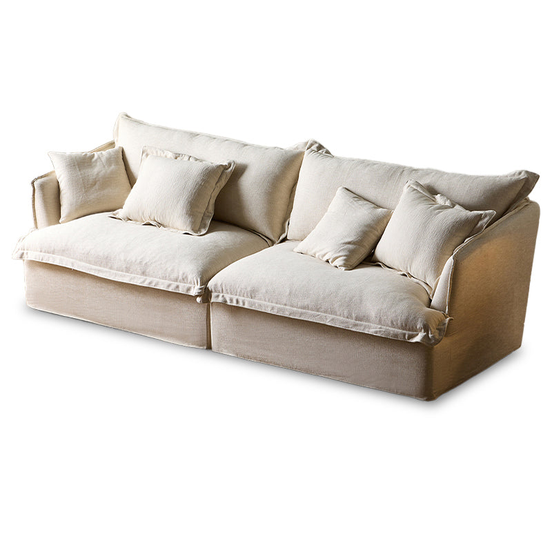 Aokaze White Linen Fabric Slipcovered Sofa