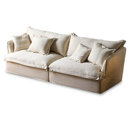 Aokaze White Linen Fabric Slipcovered Sofa