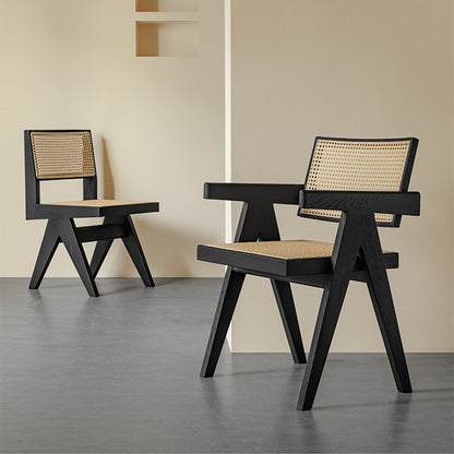 Aruna Solid Wood Modern Rattan Armchair