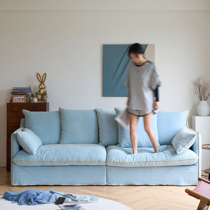 Mobilious-Bluoro Slipcovered Blue Skirted Sofa