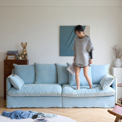 Mobilious-Bluoro Slipcovered Blue Skirted Sofa