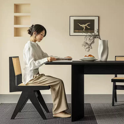 Fjeld Solid Wood Black Dining Table