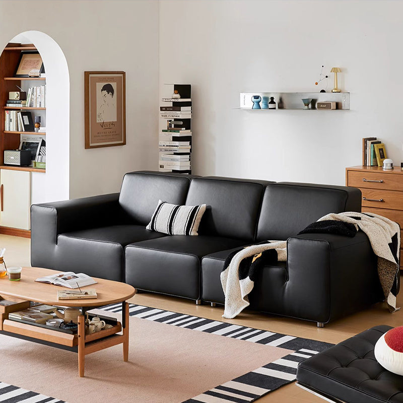 Mobilious-Vittore Top Grain Leather Black Sofa