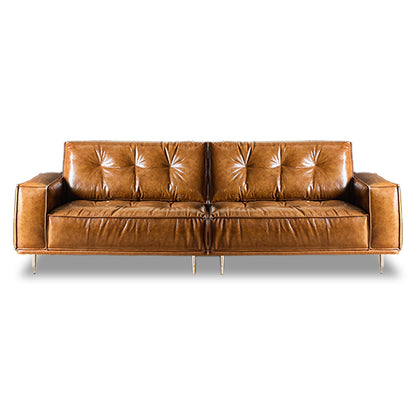 Rivaro Genuine Leather Retro Straight Sofa