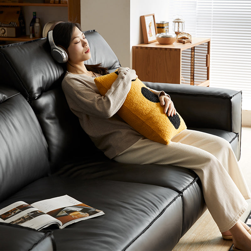 Mobilious - Treccia Top Grain Leather Straight Sofa