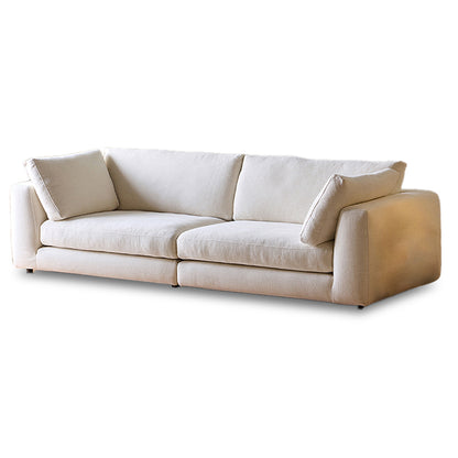 Serica White Linen Fabric Slipcovered Sofa