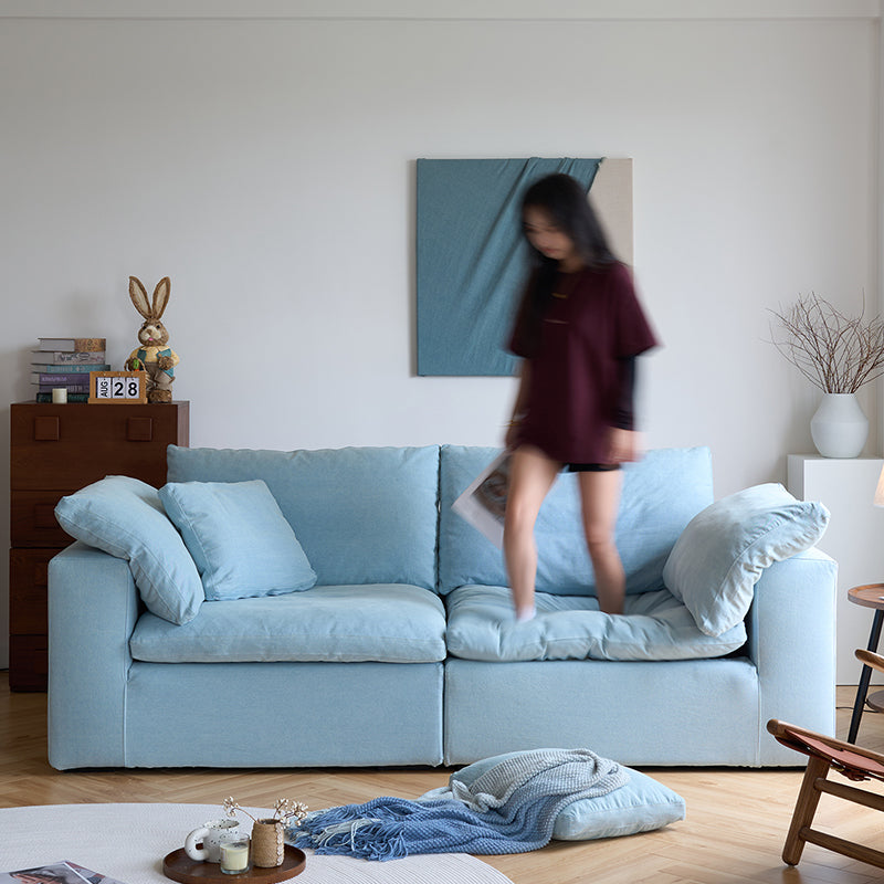 Mobilious-Nuvola Denim Slipcovered Blue Cloud Couch