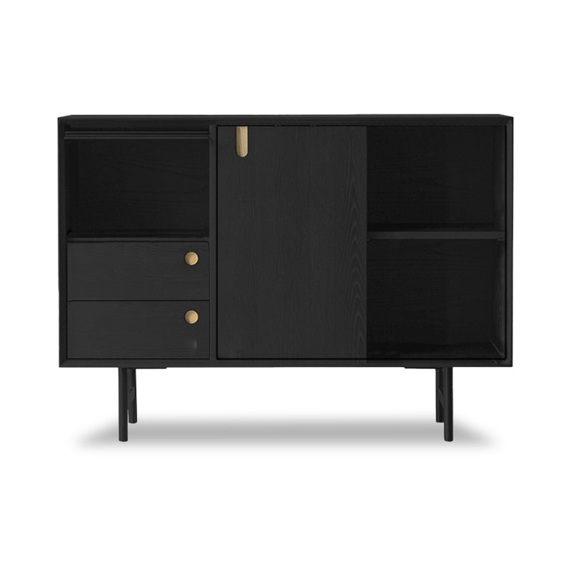 Casvera Solid Wood Black Modern Cabinet