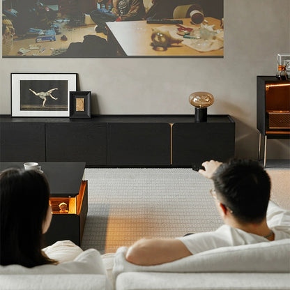 Aterra Solid Wood Black Modern TV Stand