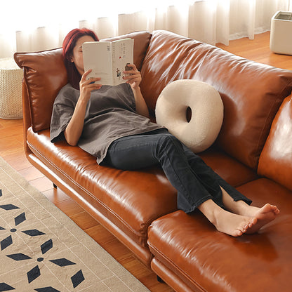 Calvía Genuine Leather Retro Straight Sofa