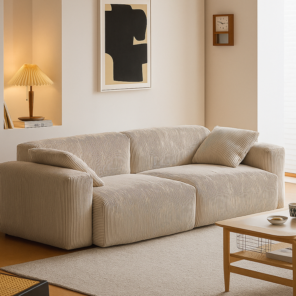 Mobilious-Velvra Corduroy Deep Seat Modular Sofa