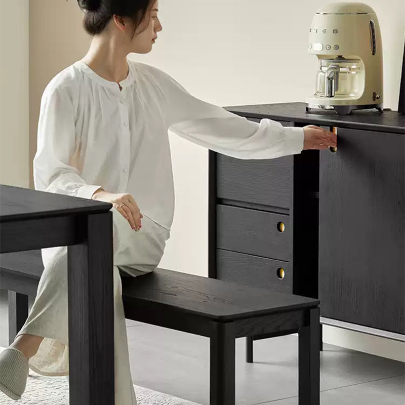 Casvera Solid Wood Black Modern Cabinet