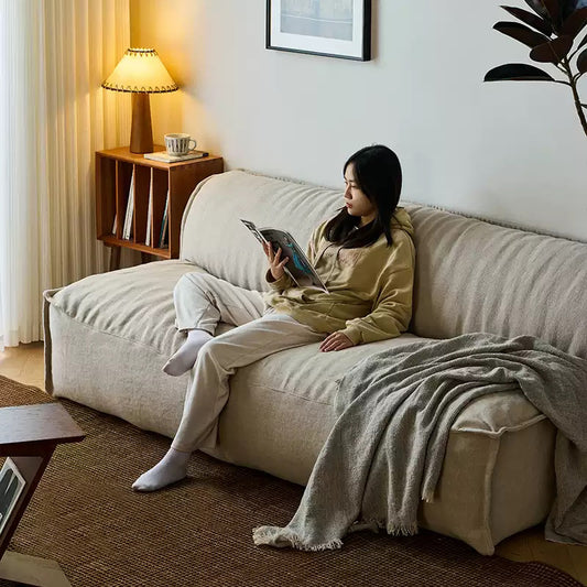 Sabi White Linen Fabric Washable Sofa