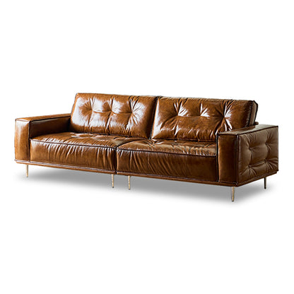 Rivaro Genuine Leather Retro Straight Sofa