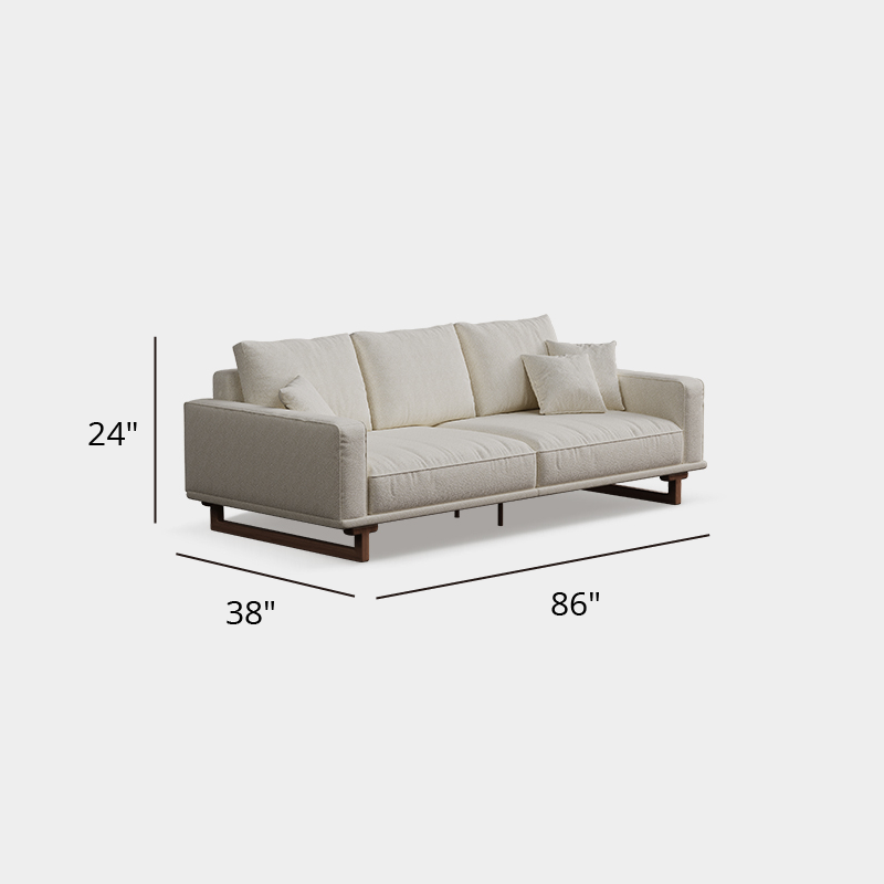 Mobilious-SABIÉRA White Bouclé Fabric Washable Sofa
