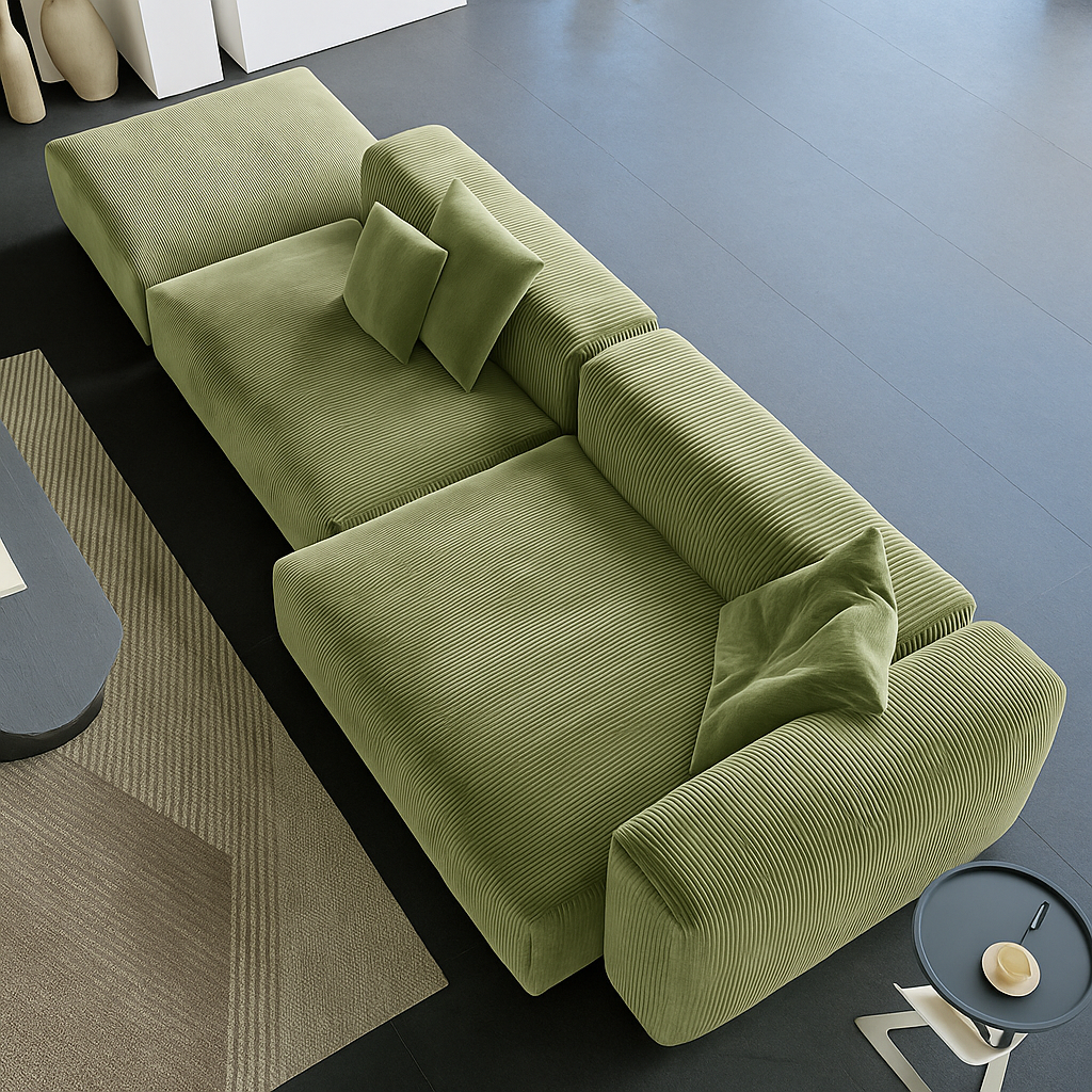 Mobilious-Verdino Corduroy Retro Green Modular Sectional