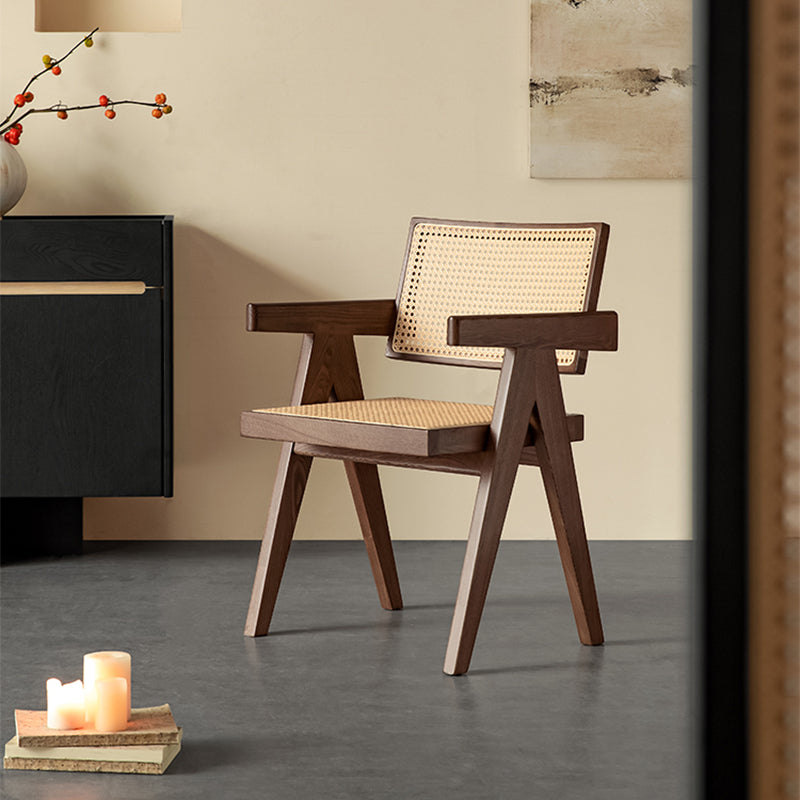 Aruna Solid Wood Modern Rattan Armchair